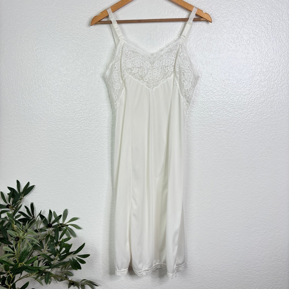 Vintage Wonder Maid White Satin and Lace Slip Dress